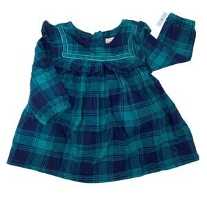 Cat & Jack Green Plaid Baby Dress 2 Piece Size 6-9 Month